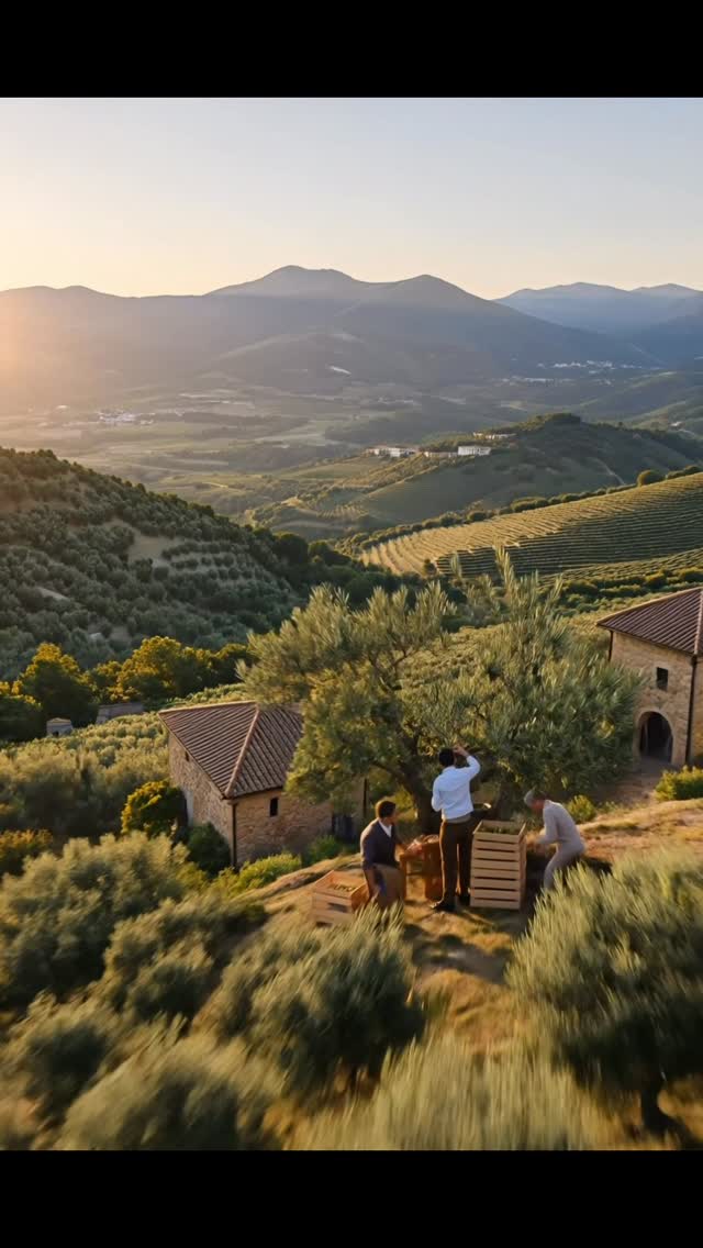 Colheita de azeitonas nas colinas de Abruzzo